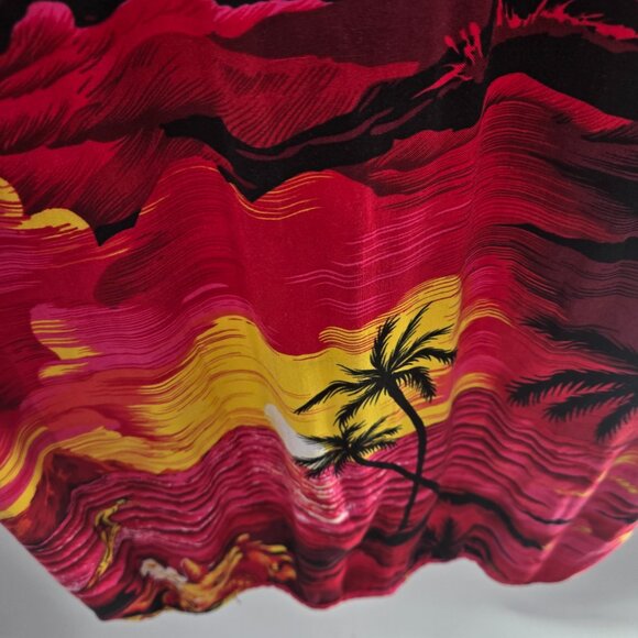 Vintage Palmwave Hawaii Pink Red 100% Rayon Beaded Tie Aloha Dress Size Small - Picture 8 of 12
